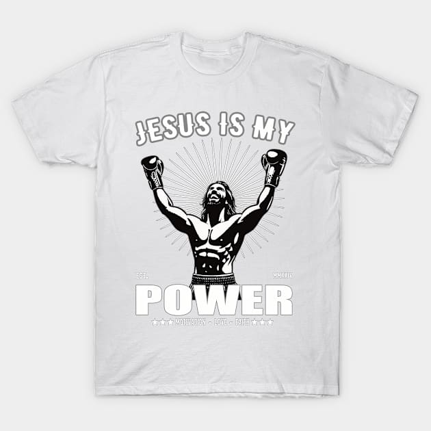 Jesus is my Power - Boxing Design T-Shirt by Tolan79 Magic Designs